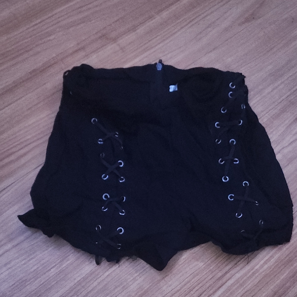 Black Lace-Up Women's Shorts